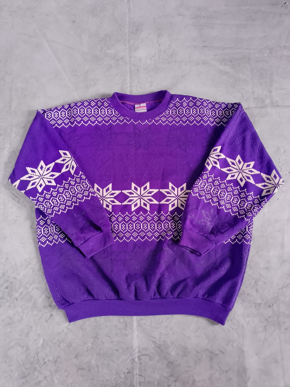 Vintage 90s Lady Foot Locker Nordic Fleece Pullover Snowflake Pattern